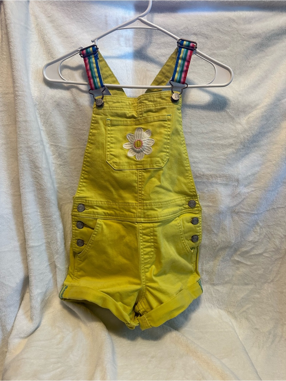 Boden Girls Yellow Daisy Short Overalls